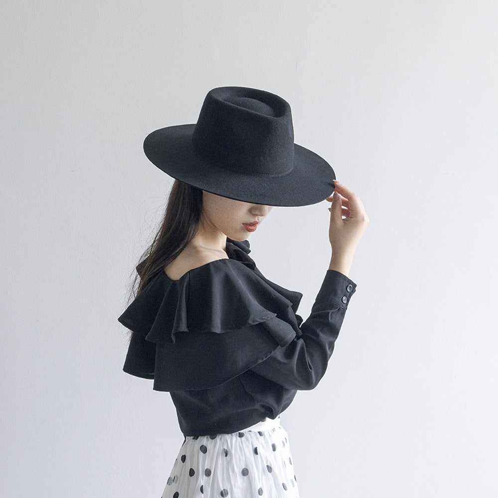 Women's New Delicate Woolen Jazz Top Hat Casual Fashion Felt