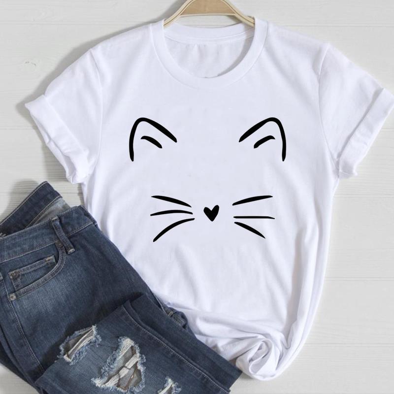 Damen-Katzen-Kurzarmshirt