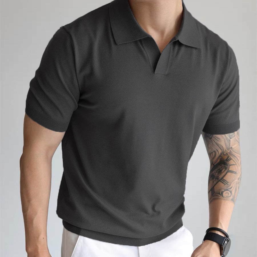 Men's T-shirt with casual loose lapel