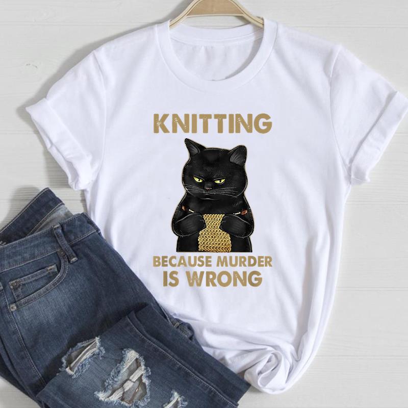 Damen-Katzen-Kurzarmshirt