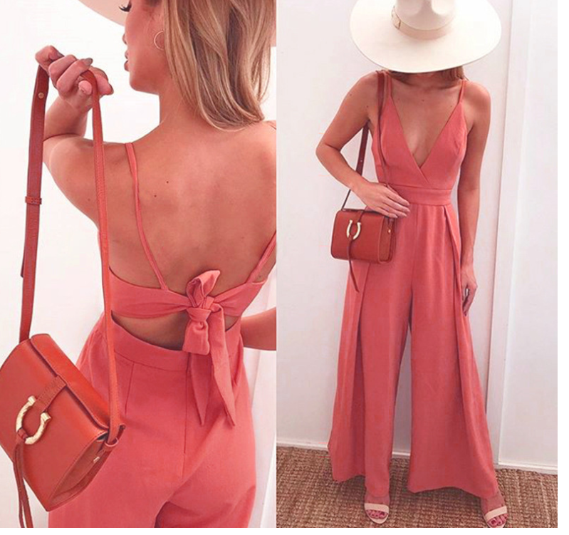 Women Elegant Jumpsuits Wide Leg Pants