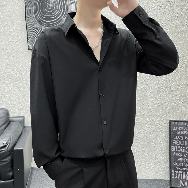 Men's Loose Ice Silk Casual Shirt