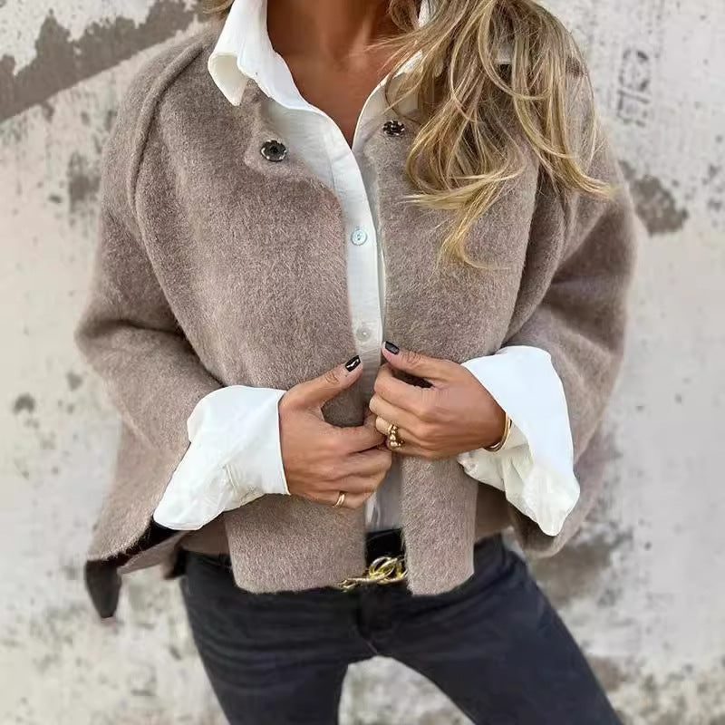 Women's long-sleeved cashmere coat, autumn and winter