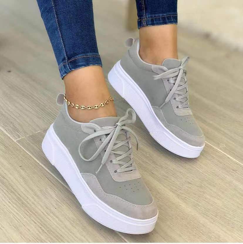 Womens Lace-up Shoes Flats Thick Bottom Fashion Mesh Sneakers