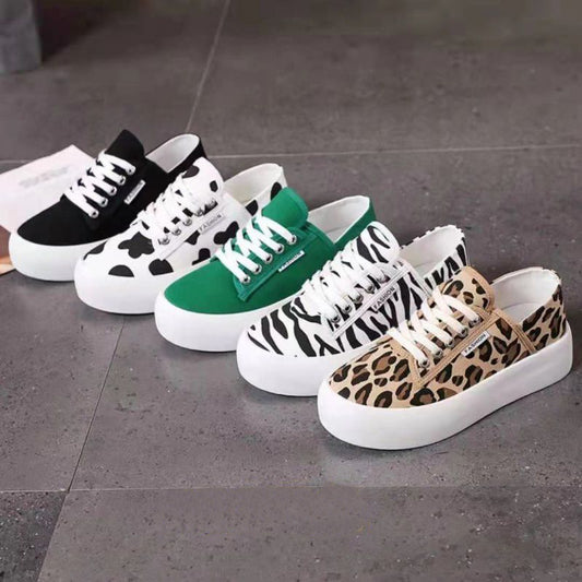 Women's New Platform Spring and Summer Leisure Two-way Leopard Print Sneakers