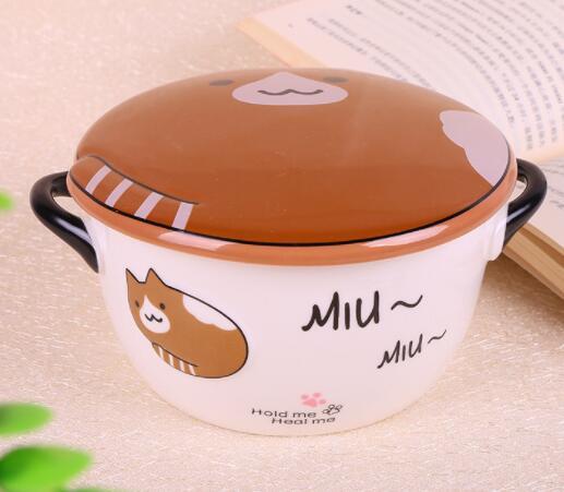 Porcelain new cartoonpottery bowl creative tableware instant noodles household instant noodle bowl lunch box factory wholesale