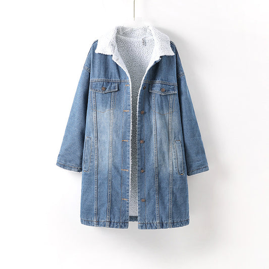 Women's Denim Jacket Long, warmly Lined