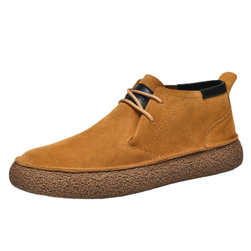 Men's Matte Leather Mercerized Suede Leather Mid-top Board Shoes