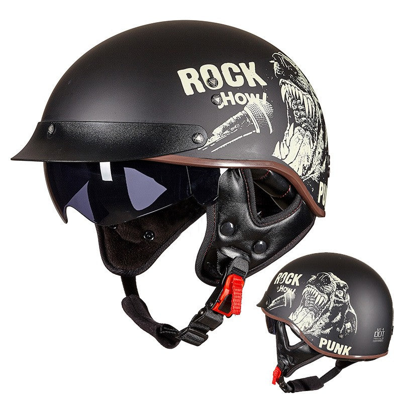 Damen Racing Retro Motorrad Atmungsaktiv Helm Unisex