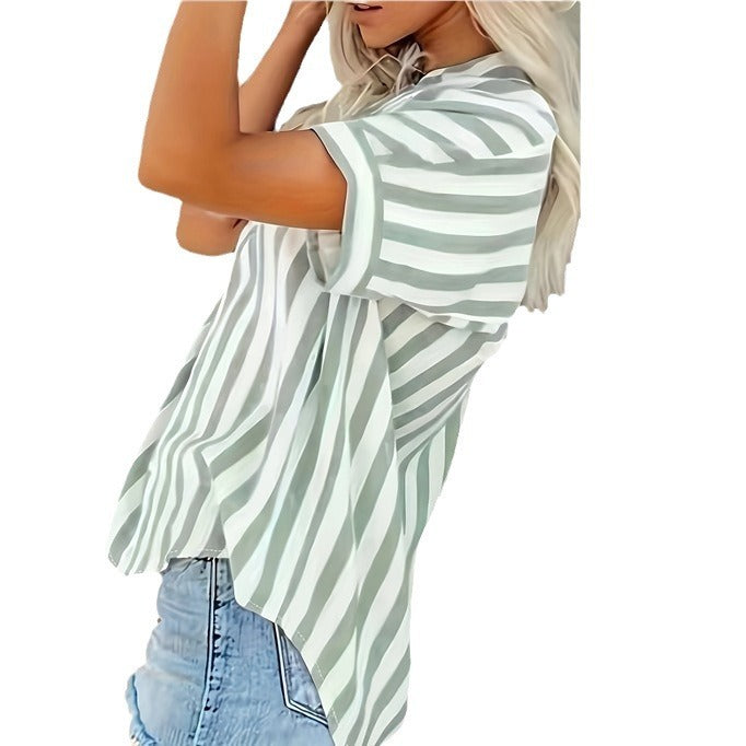 Women's Fashion Elegant Comfortable Button Striped Plus Sizes