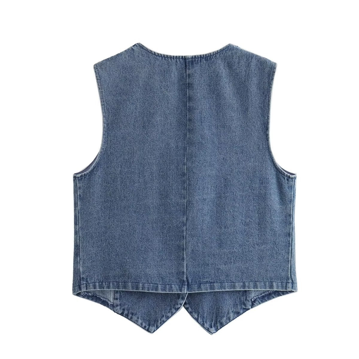 Women Fashion Denim Waistcoat Vest