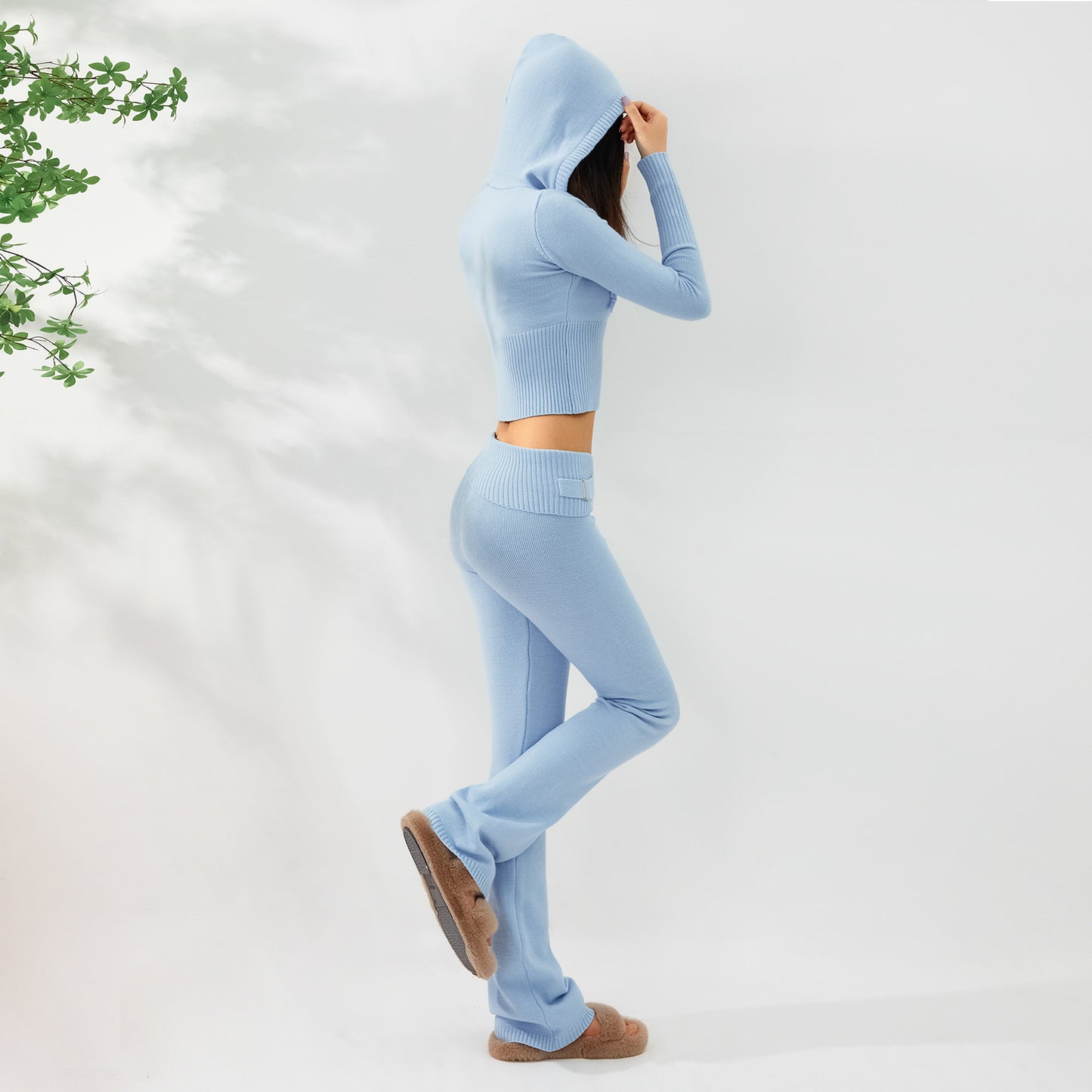 Women's Knitted hooded suits women's clothing