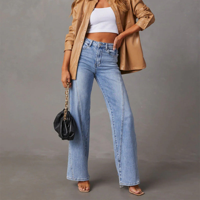 Women's Casual Patchwork Wide Leg Jeans