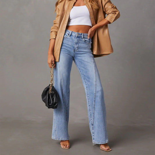 Women's Casual Patchwork Wide Leg Jeans