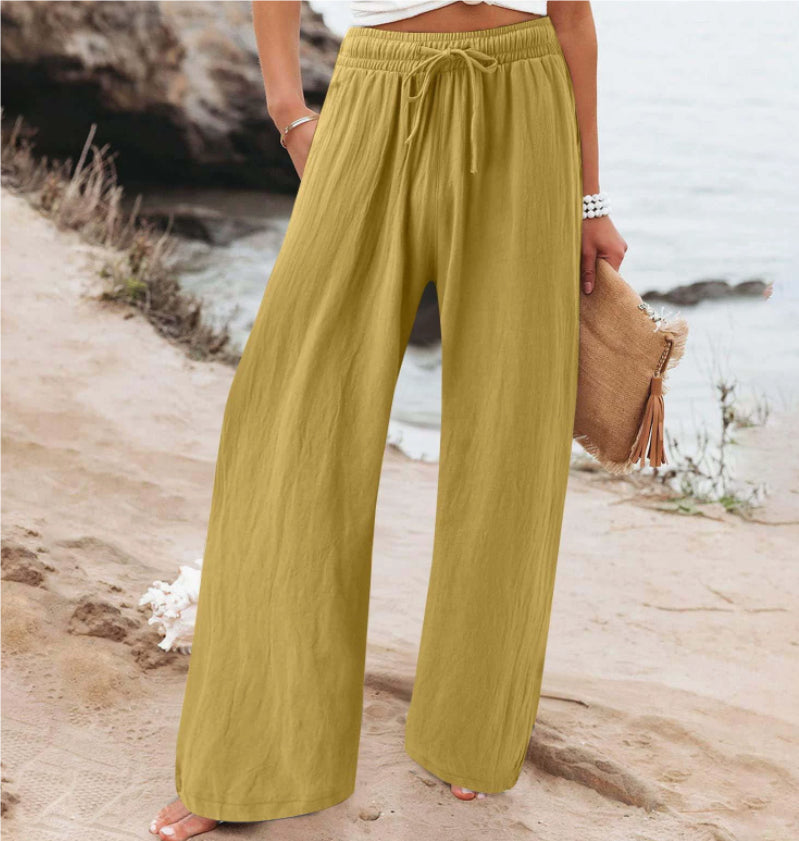 Elastische, lässige Damenhose mit weitem Bein