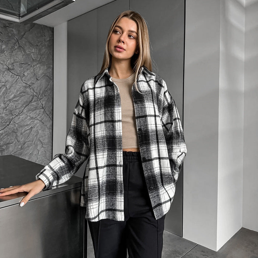 Women Classic American Plaid Shirt