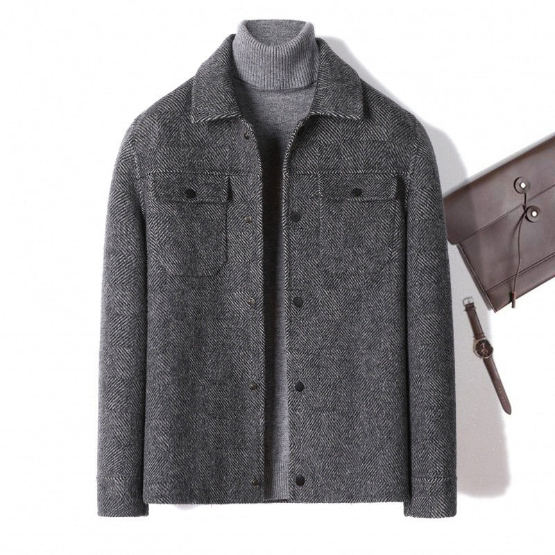 Giacca corta in lana e cashmere double face di alpaca da uomo