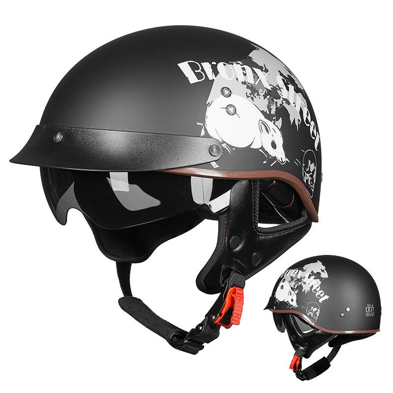 Damen Racing Retro Motorrad Atmungsaktiv Helm Unisex