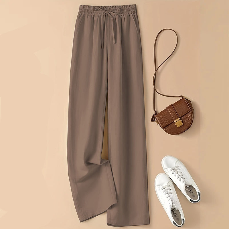 Women High Waist Thin Loose Straight Casual Trousers