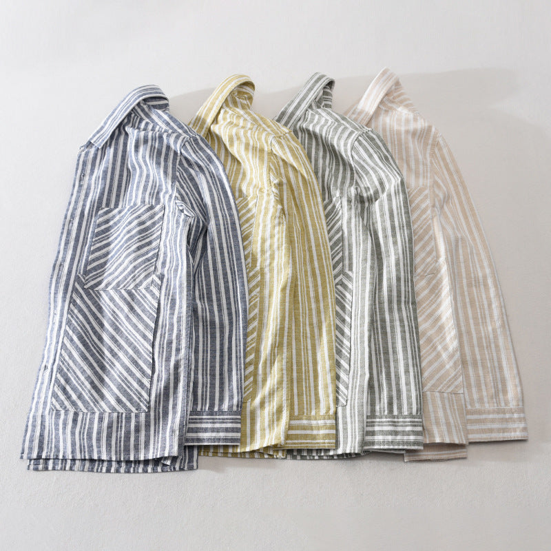 Men's Striped casual thickened comfortable cotton shirt