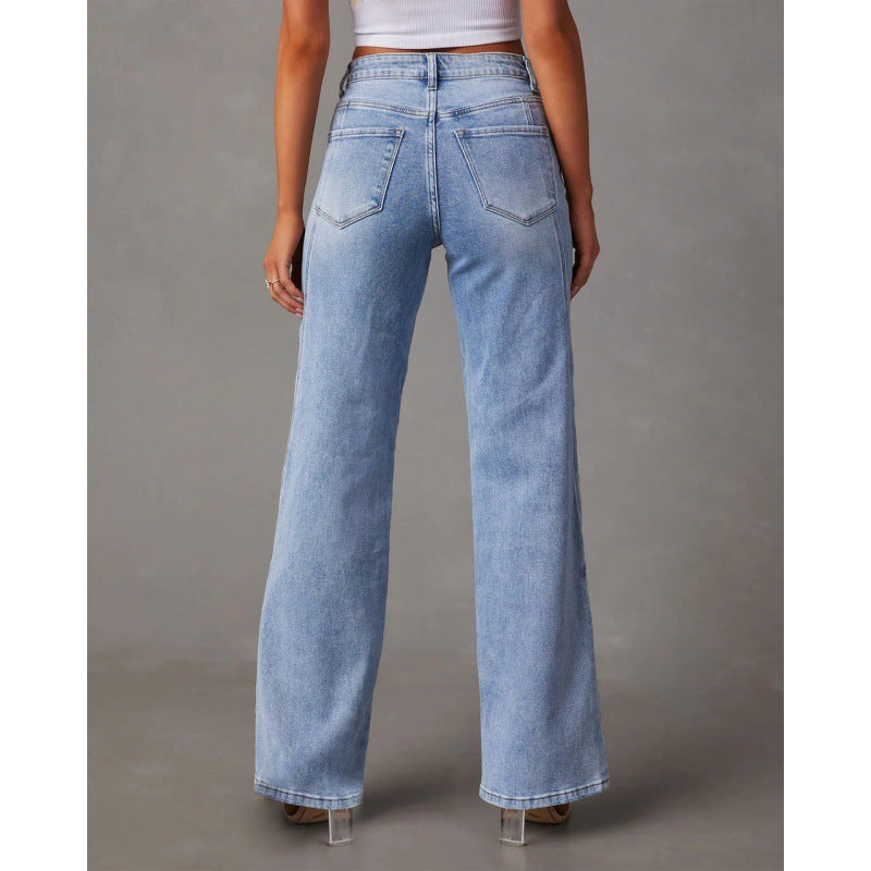 Women's Casual Patchwork Wide Leg Jeans