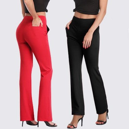 Women's knitted long and micro gusseted side pocket pants