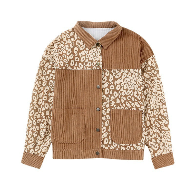 Women's corduroy jacket leopard