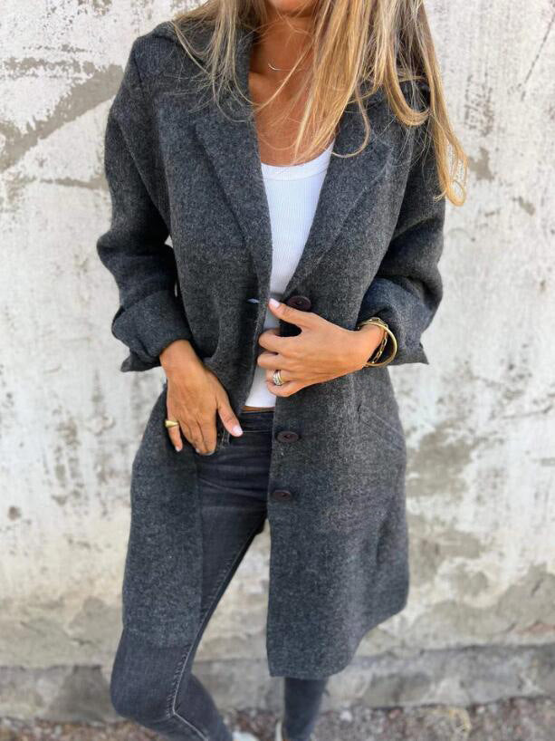 Women's cardigan single-breasted mid-length coat