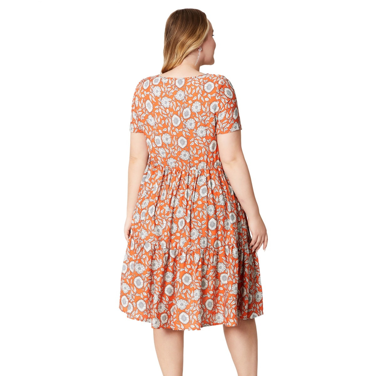 Women's Short Sleeve Printed Rayon Dress