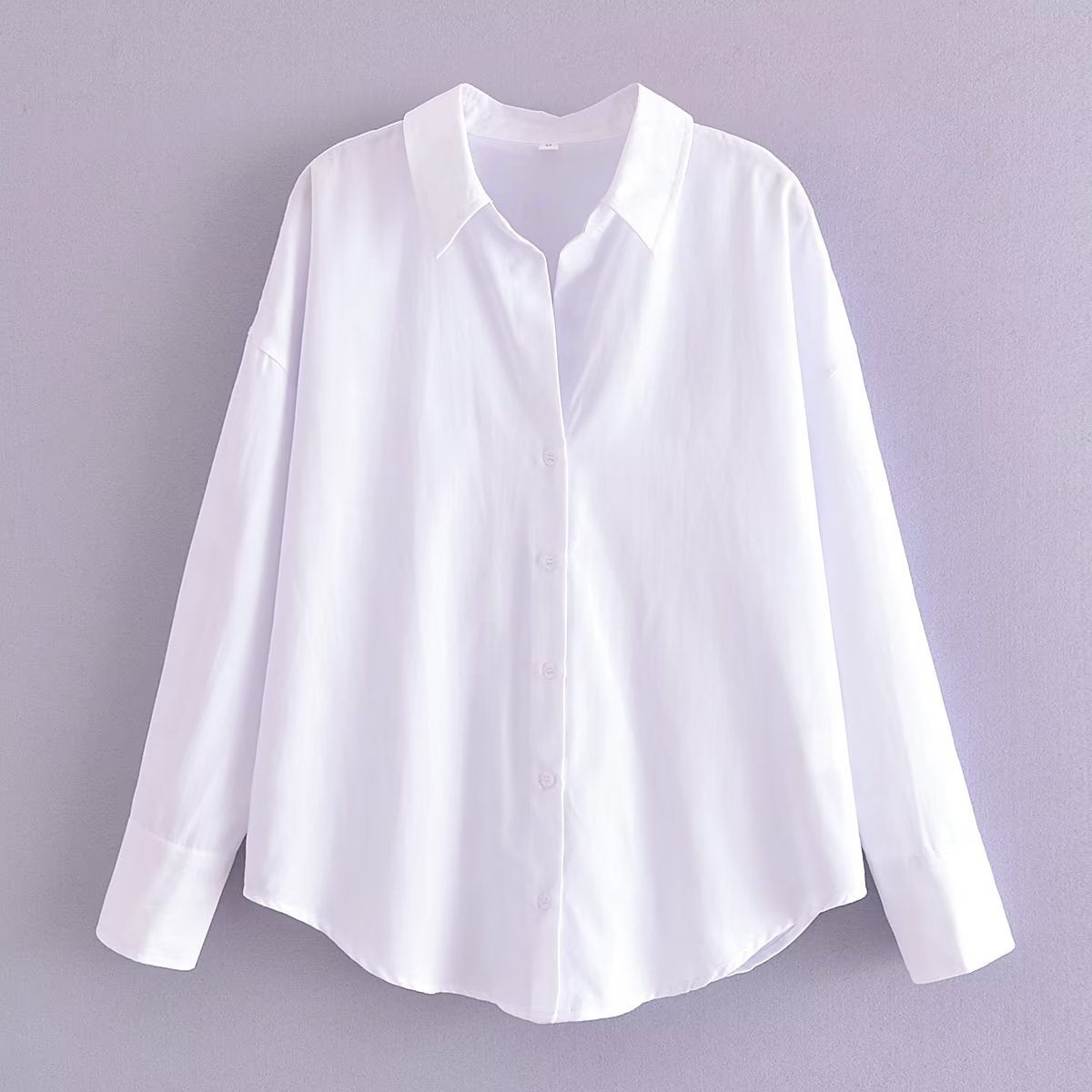 Women's lapel long sleeve plain shirt