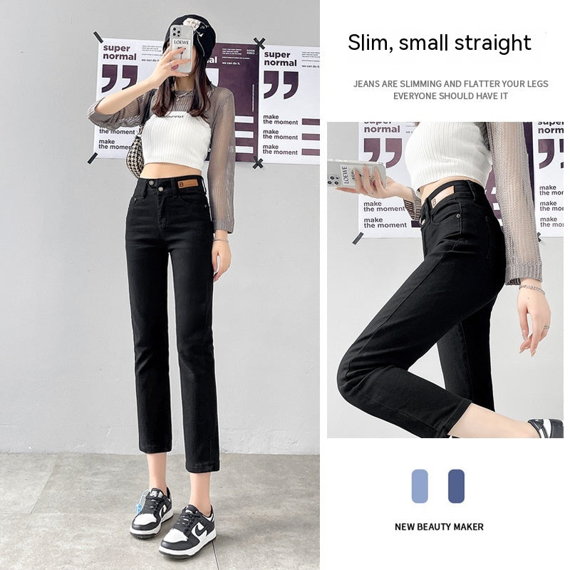 Women Stretch Fleece Ankle-tied Straight Jeans Women's Cropped Pants Small