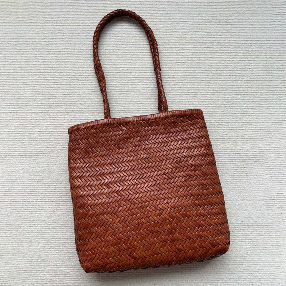 Handgemachte Umhängetasche Gewebte Tasche Vintage Top Schicht Rindsleder