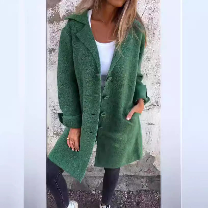 Women's cardigan single-breasted mid-length coat