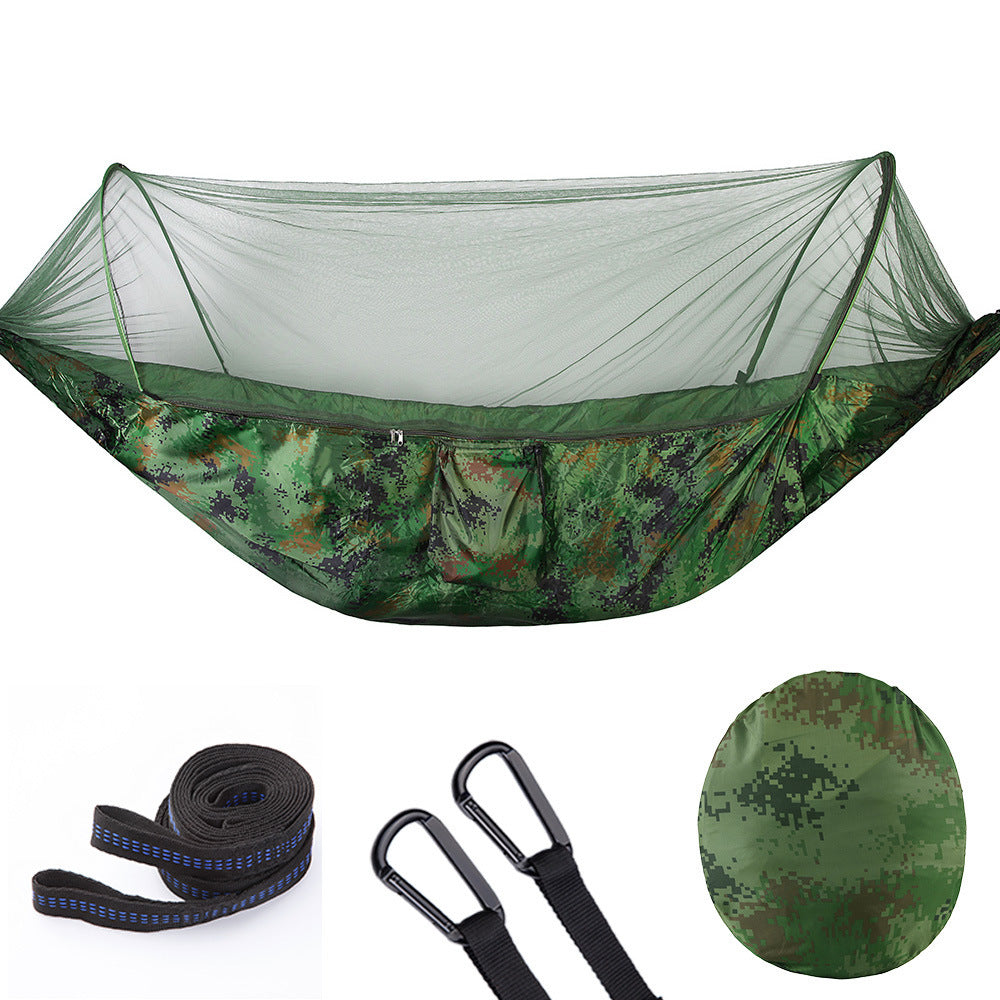 Camping hammock with mosquito net, versatile