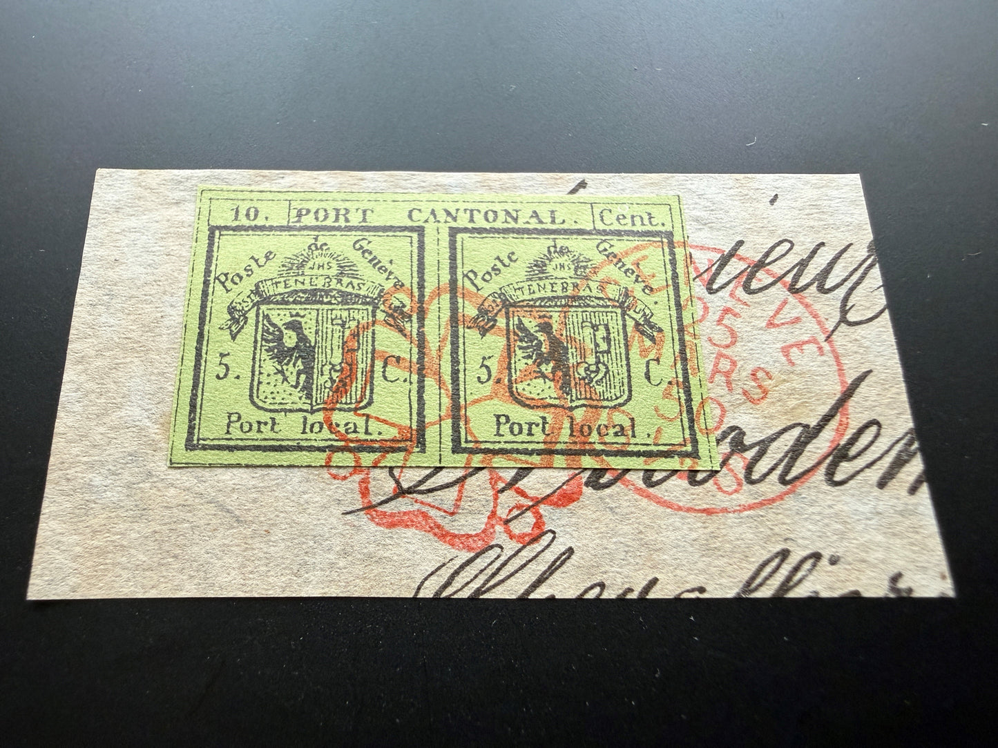 SBK 3, Doppelgenf auf Briefstück mit Befund, M. Eichele