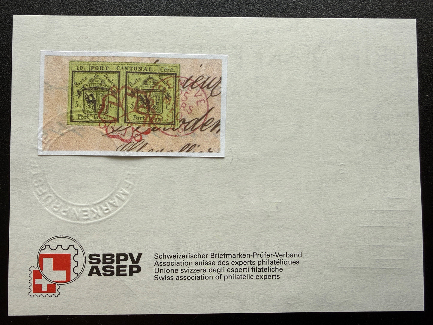 SBK 3, Doppelgenf auf Briefstück mit Befund, M. Eichele