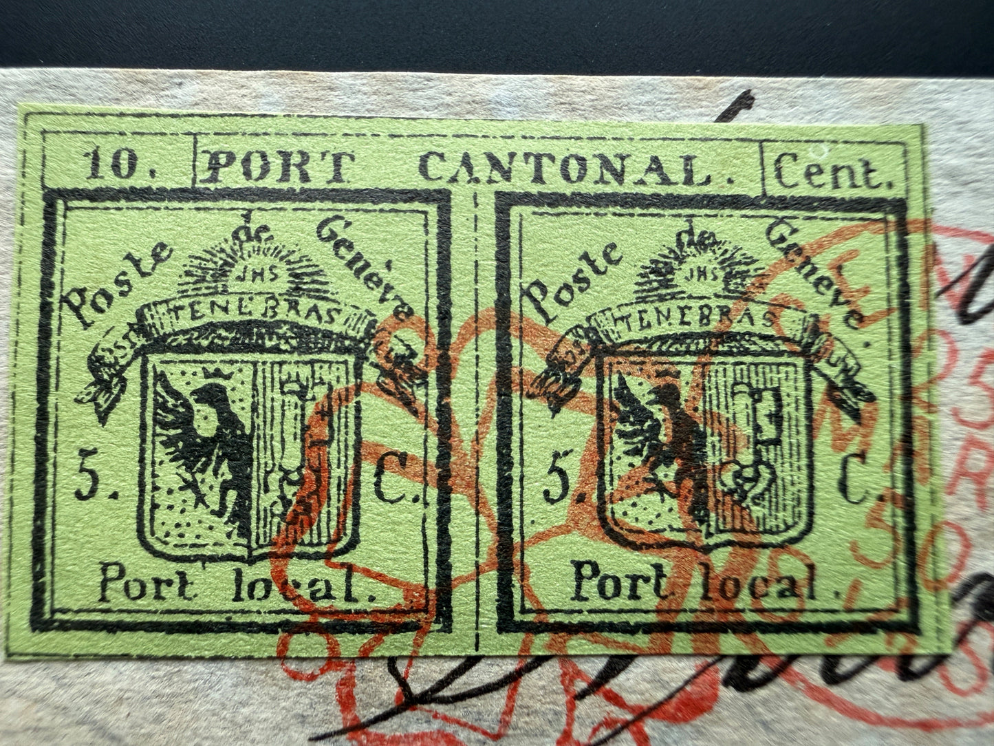 SBK 3, Doppelgenf auf Briefstück mit Befund, M. Eichele