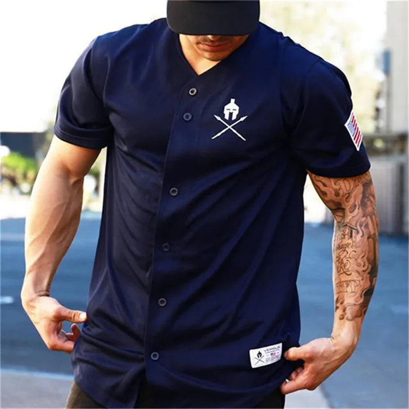 Hommes été nouveau T-shirt entraînement Fitness musculation chemises coupe ajustée mode décontracté mâle à manches courtes coton t-shirts hauts vêtements