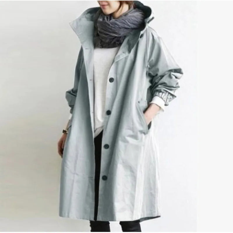 Womens Trench Coats Hooded Long Spring Autumn Windproof Lady Female Casual Clothes 8 Color Windbreaker Korean Style