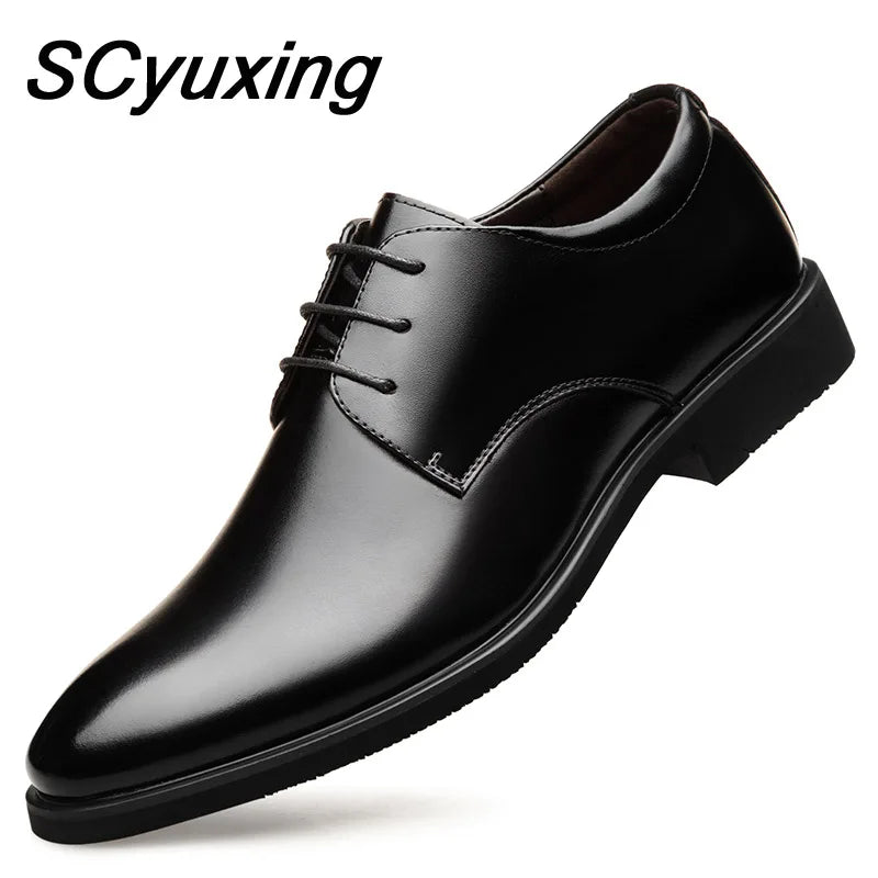 Men Shoes 2024 New Men's Quality Cowhide Leather Shoes British Business Extra Size 38-47 Soft Leather Man Split Leather Dress Shoes