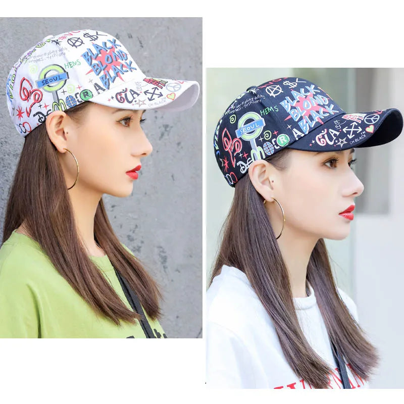 Women Baseball Caps Men Summer Cap Korean Hat Letter Print Snapback Hip Hop gorra hombre casquettes femme White Black hat