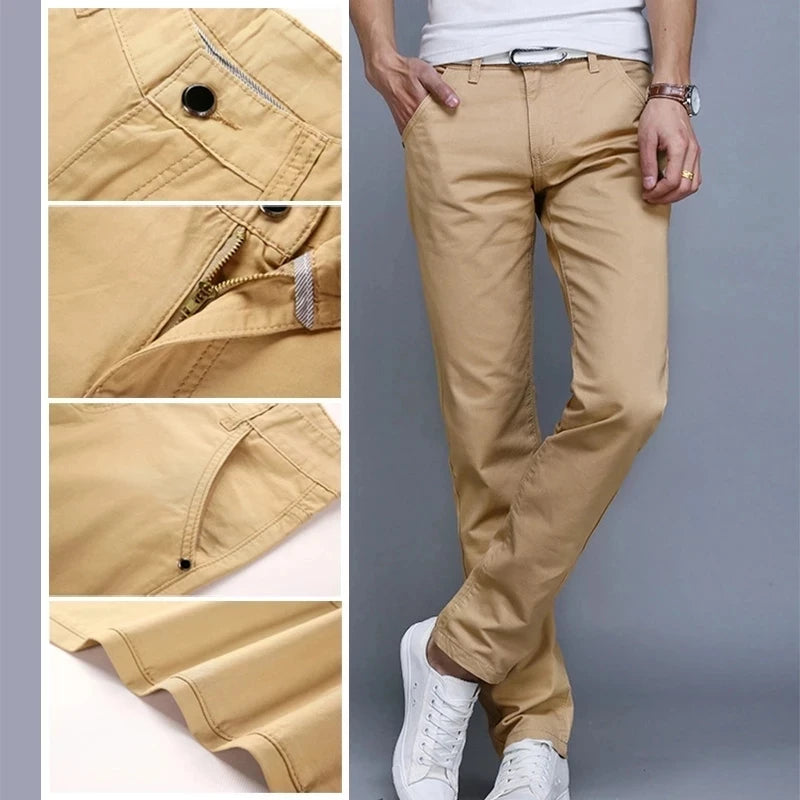 Pantalon Chino décontracté en coton pour homme, coupe cintrée, à la mode, 8 couleurs, vêtements de marque, grande taille 28-38, nouvelle collection printemps automne 2023