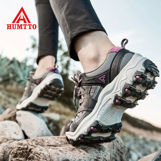 Women HUMTTO New Outdoor Women's Sneakers Hiking Shoes for Women Sport Climbing Female Shoes Leather Camping Trekking Boots Woman