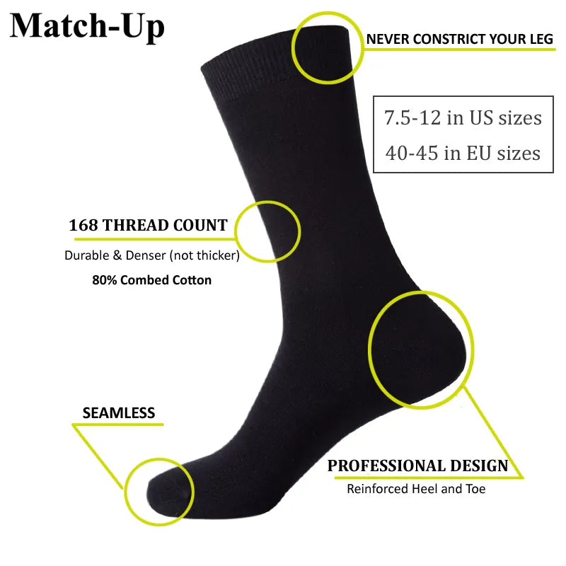 Männer Match-Up Männer Bambus Schwarz Socken Atmungsaktive Business Kleid Socken (6 Paare/los)