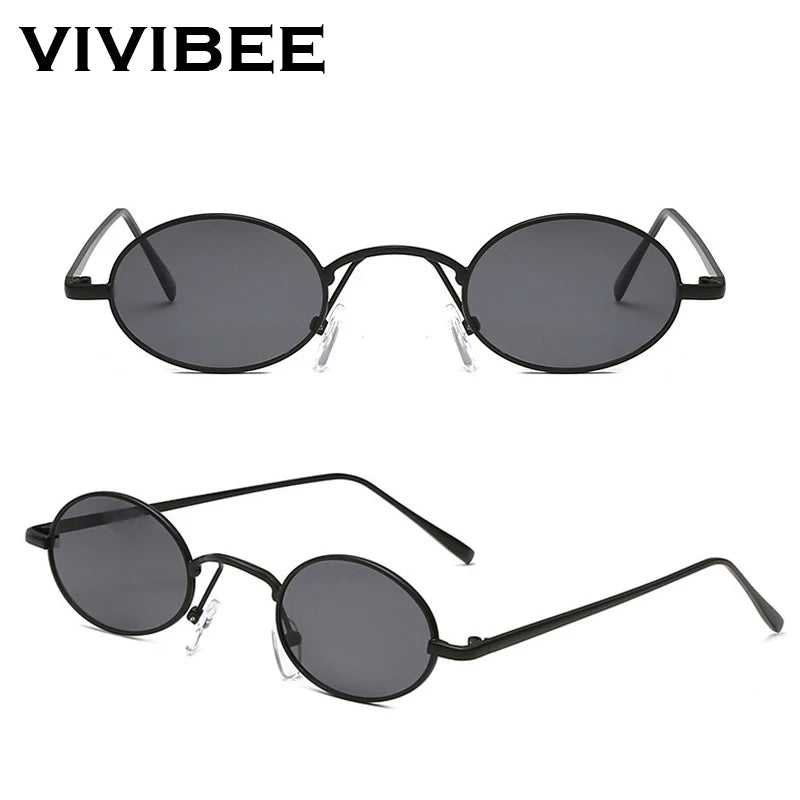 Sonnenbrille VIVIBEE Vintage Small Oval Sunglasses for Women 2024 Trending Gold Metal Frame Retro Ladies Mini Sun Glasses Fashion Shades