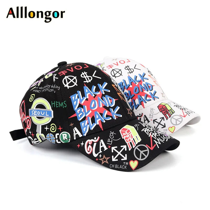 Women Baseball Caps Men Summer Cap Korean Hat Letter Print Snapback Hip Hop gorra hombre casquettes femme White Black hat