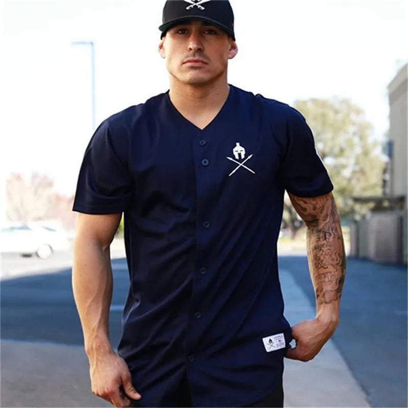 Hommes été nouveau T-shirt entraînement Fitness musculation chemises coupe ajustée mode décontracté mâle à manches courtes coton t-shirts hauts vêtements