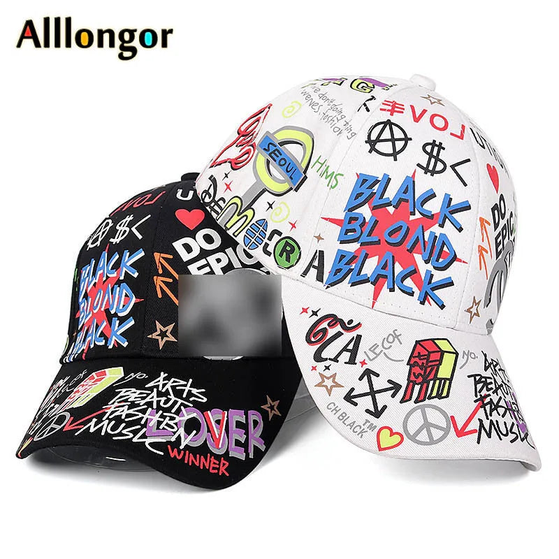 Women Baseball Caps Men Summer Cap Korean Hat Letter Print Snapback Hip Hop gorra hombre casquettes femme White Black hat