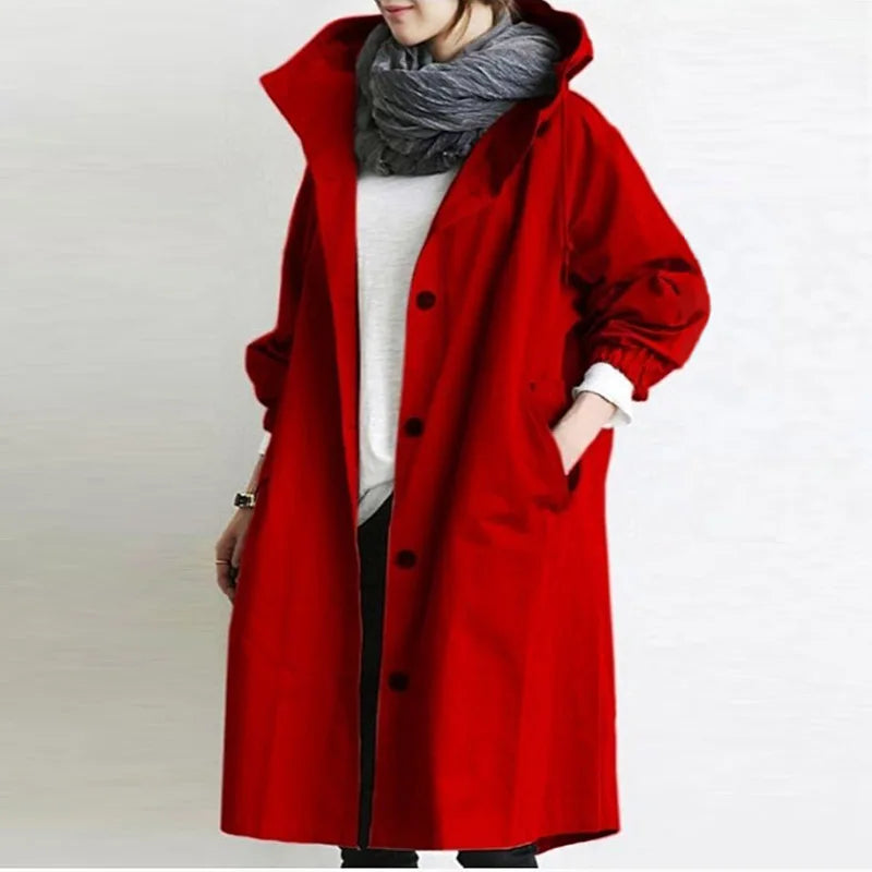 Womens Trench Coats Hooded Long Spring Autumn Windproof Lady Female Casual Clothes 8 Color Windbreaker Korean Style