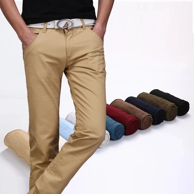 Pantalon Chino décontracté en coton pour homme, coupe cintrée, à la mode, 8 couleurs, vêtements de marque, grande taille 28-38, nouvelle collection printemps automne 2023